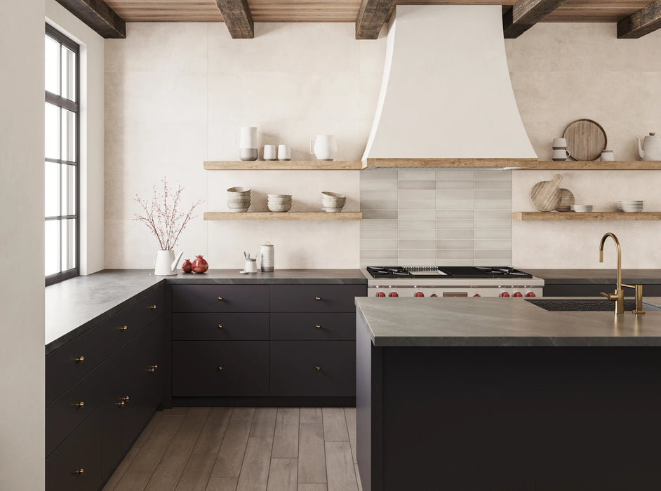 Bedrosians - Titus 2.0 - 6 in. x 36 in. Matte Porcelain Tile - Camel Installed