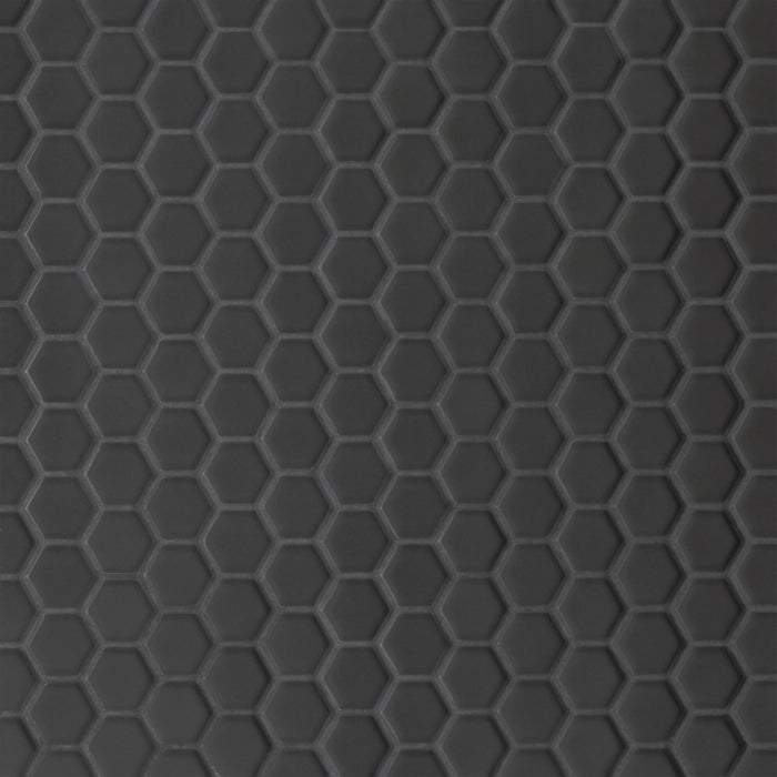 Bedrosians - Le Cafe 1" x 1" Hexagon Matte Porcelain Mosaic - Black