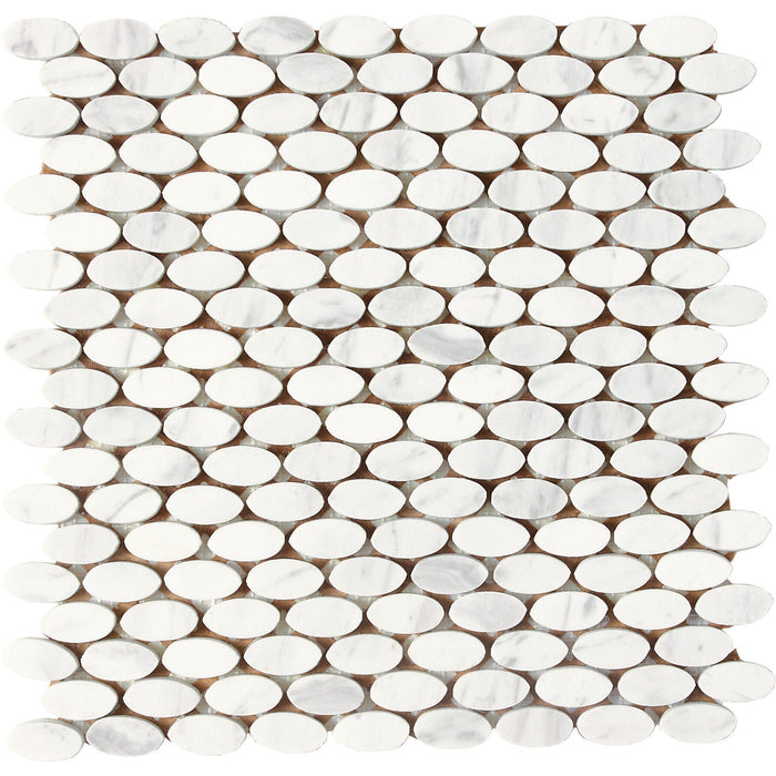 Daltile - Stone A La Mod - Oval Mosaic - 1 1/2" x 3/4" - Polished - Contempo White