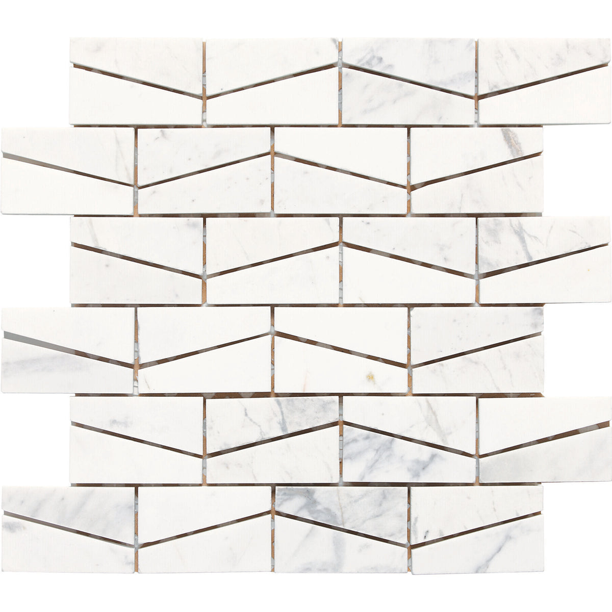 Daltile - Stone A La Mod - Wedge Mosaic - 2&quot; x 3&quot; - Polished - Contempo White