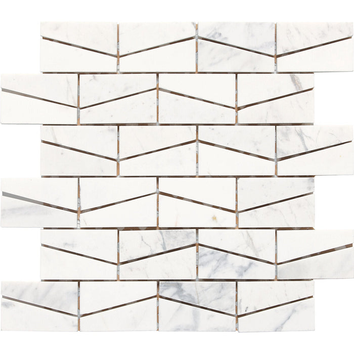 Daltile - Stone A La Mod - Wedge Mosaic - 2" x 3" - Polished - Contempo White
