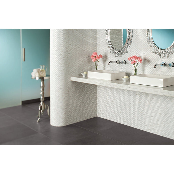 Daltile - Stone A La Mod - Oval Mosaic - 1 1/2" x 3/4" - Polished - Contempo White Installed