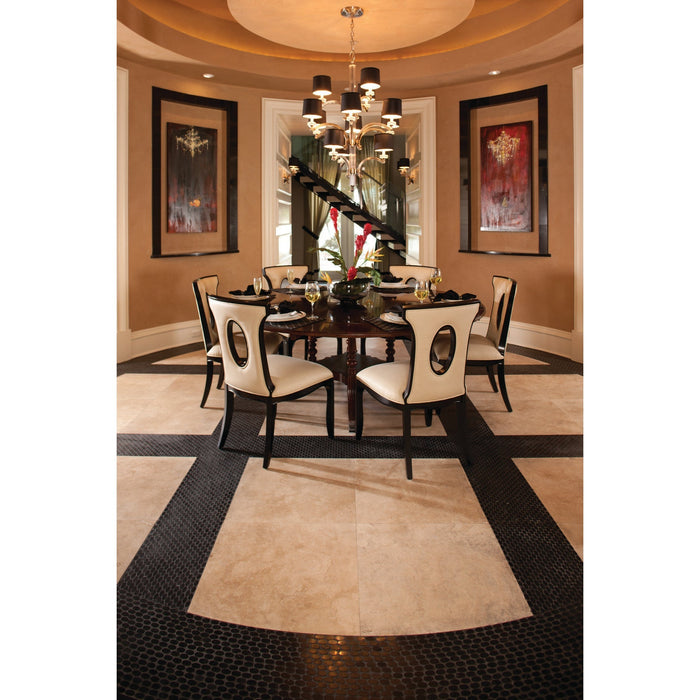 Daltile - Stone A La Mod - Oval Mosaic - 1 1/2" x 3/4" - Polished - Urban Bluestone Installed