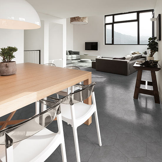 Daltile - Bee Hive 24 in. x 20 in. Porcelain Tile - Ashgrey Lifestyle