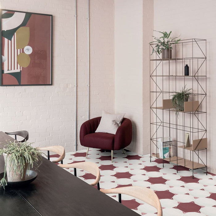 Daltile - Bee Hive Medley 8.5 in. x 10 in. Porcelain Tile - Marsala Installed