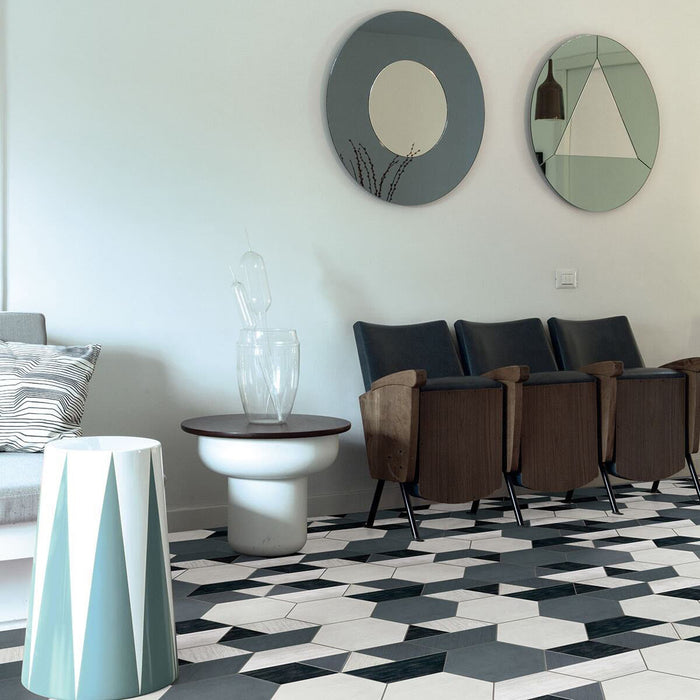 Daltile - Bee Hive Medley 8.5 in. x 10 in. Porcelain Tile - White Floor Install