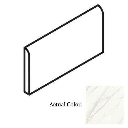 Daltile Florentine 3 in. x 12 in. Glazed Porcelain Wall Bullnose Tile - Carrara