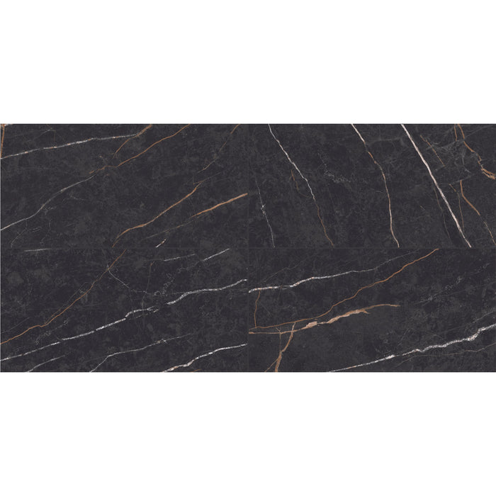 Daltile - Perpetuo - 12 in. x 24 in. Glazed Porcelain Floor Tile - Infinite Black Matte Variation