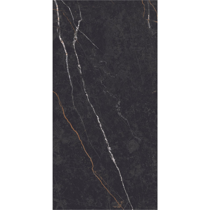 Daltile - Perpetuo - 12 in. x 24 in. Glazed Porcelain Floor Tile - Infinite Black Polished 4