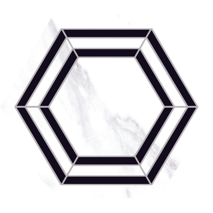 Daltile - Perpetuo - 8 in. Hexagon Glazed Porcelain Floor Tile Deco - Bridal Matte 3