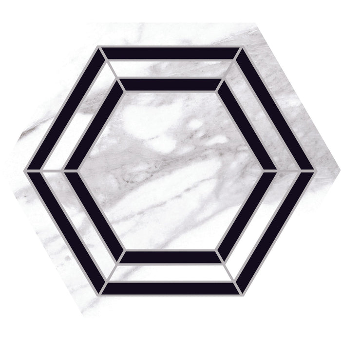 Daltile - Perpetuo - 8 in. Hexagon Glazed Porcelain Floor Tile Deco - Bridal Matte 4