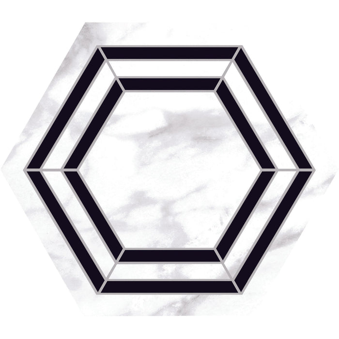 Daltile - Perpetuo - 8 in. Hexagon Glazed Porcelain Floor Tile Deco - Bridal Matte