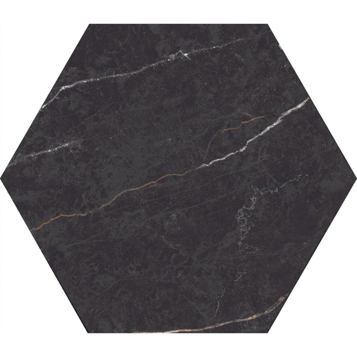 Daltile - Perpetuo - 8 in. Hexagon Glazed Porcelain Floor Tile - Infinite Black Matte