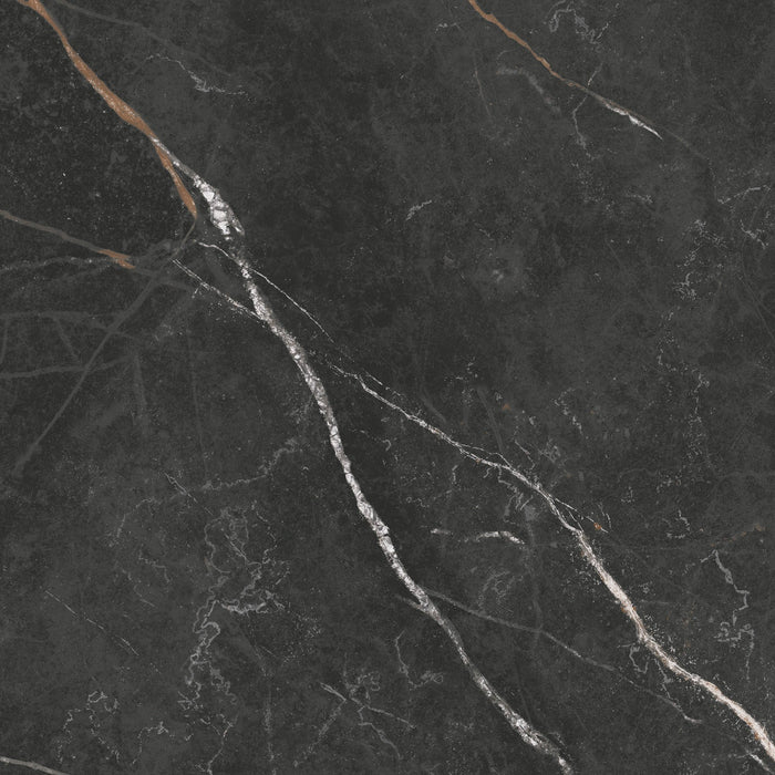 Daltile - Perpetuo - 12 in. x 12 in. Glazed Porcelain Floor Tile - Infinite Black Polished 2