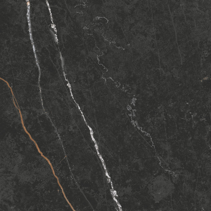 Daltile - Perpetuo - 12 in. x 12 in. Glazed Porcelain Floor Tile - Infinite Black Polished 4