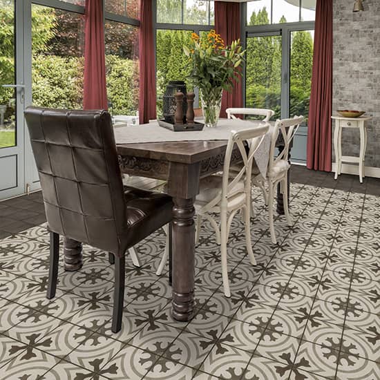 Daltile Quartetto - 8 in. x 8 in. Glazed Porcelain Tile - Cool Circolo Room  Scene
