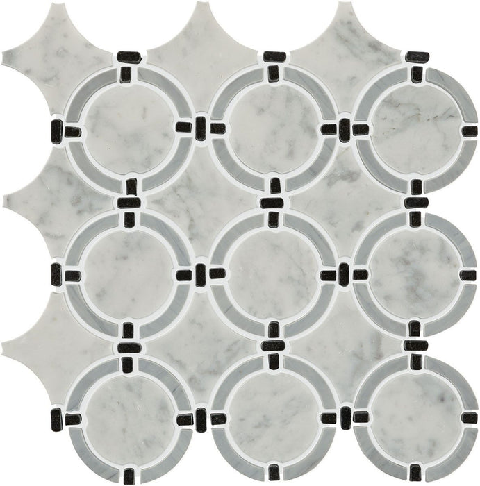 Daltile - Raine Linked Ring Marble Mosaic - DA38 Cirrus Storm