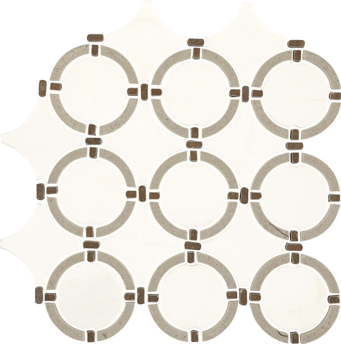 Daltile - Raine Linked Ring Marble Mosaic - DA37 Stratus White