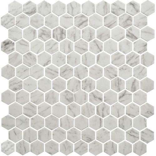 Daltile Uptown Glass 1 in. x 1 in. Hex Glass Mosaic - Carrara