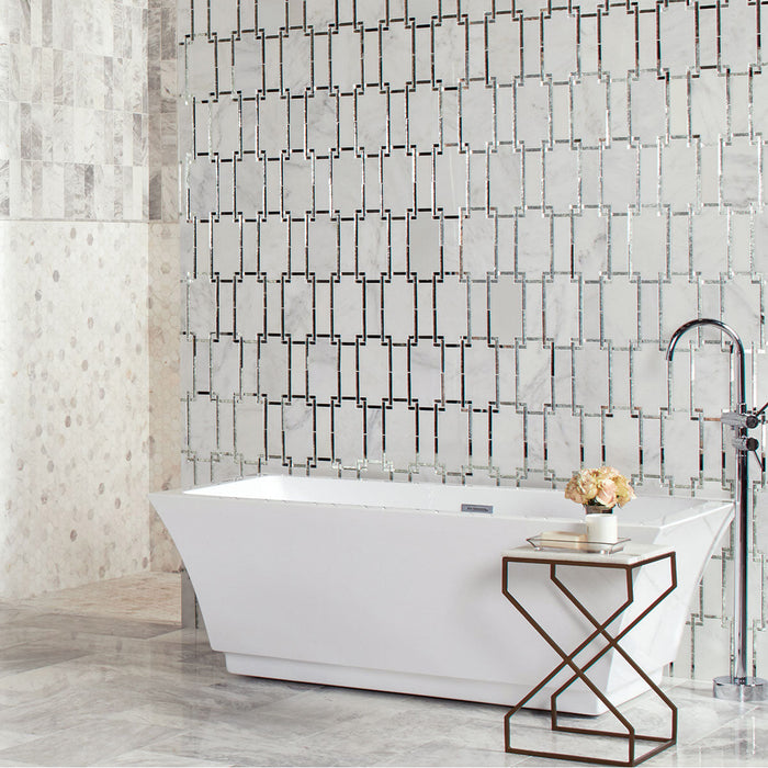 Daltile - Lavaliere Architectural Reflections Mosaic - First Snow w/ Antique Mirror