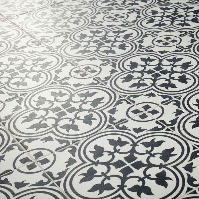 Daltile Memoir - 12 in. x 12 in. Glazed Ceramic Tile - Petal Black ME21