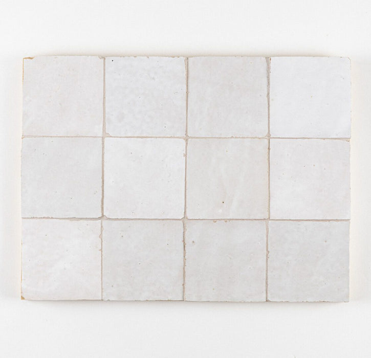 Lungarno - Zellige Bespoke - 4" x 4" Glossy Terracotta Tile - Desert Pearl Panel