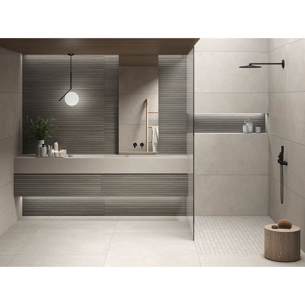 Durstone - Osaka Collection - 24 in. x 48 in. Wall Tile - Grey Installed