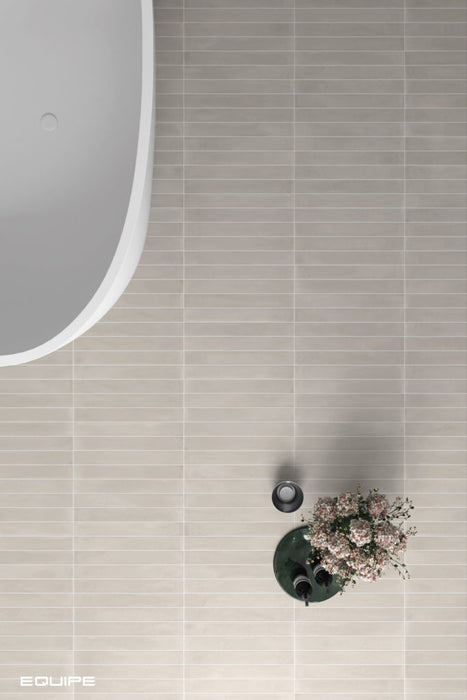 Equipe - Corsica Collection - 2 in. x 16 in. Tile - Cloudstone floor installation
