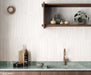 Equipe - Corsica Collection - 2 in. x 16 in. Tile - White Sands wall installation