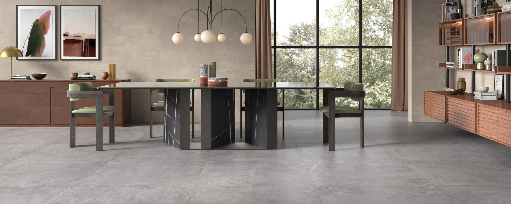 Tesoro - Evolution Series - 24 in. x 24 in. Rectified Porcelain Tile - Grey floor installation