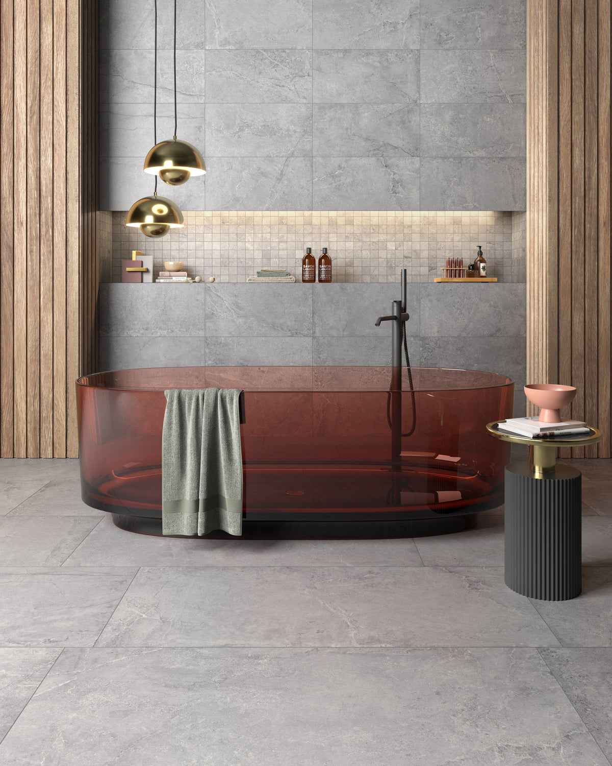 Tesoro - Evolution Series - 12 in. x 24 in. Rectified Porcelain Tile - Titanium wall installation