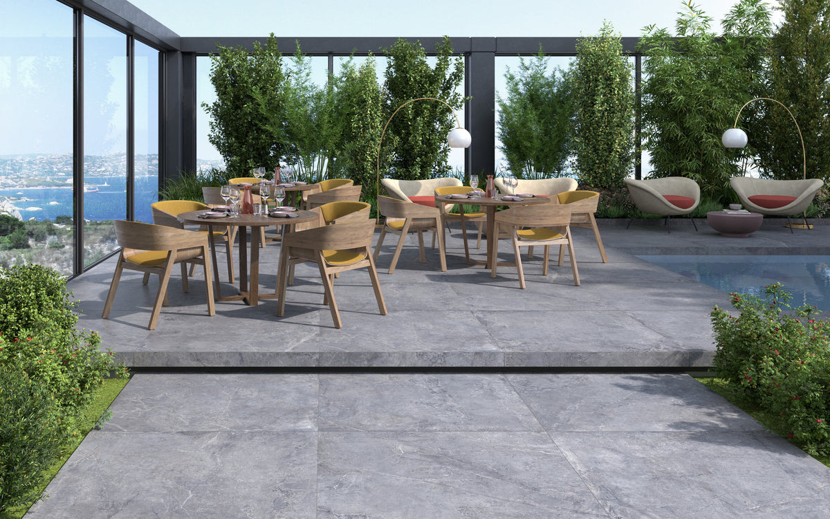 Tesoro - Evolution Series - 24 in. x 24 in. Rectified Porcelain Tile - Titanium floor installation