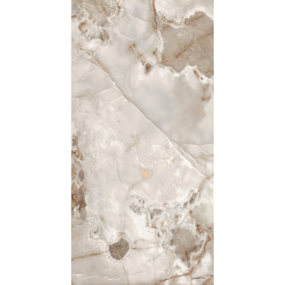 Elysium - Reves Series - 12 in. x 24 in. Glossy Rectified Porcelain Tile - Noisette