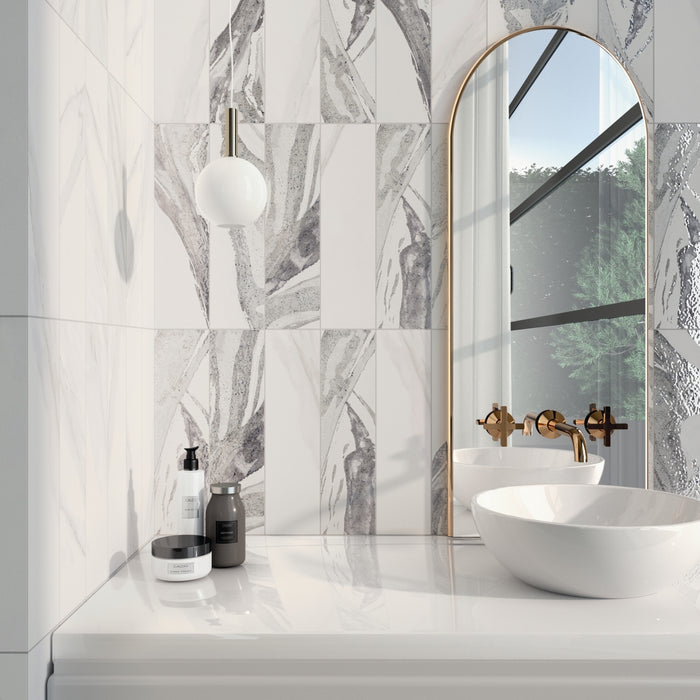 Emser Tile - Amala - 3 in. x 12 in. Porcelain Wall Tile - Cloud Installed 2
