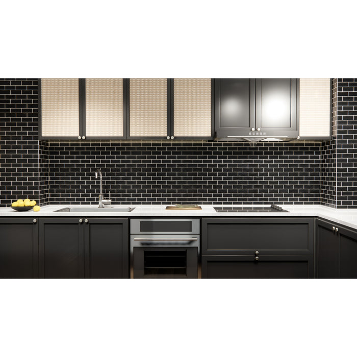 Emser Tile - Antigo - 2 in. x 5 in. Ceramic Wall Tile - Jet Wall Install Room Scene 2