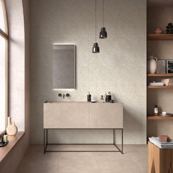 Emser Tile - Parati - 24 in. x 47 in. Deco Porcelain Wall Tile - Aurora Installed