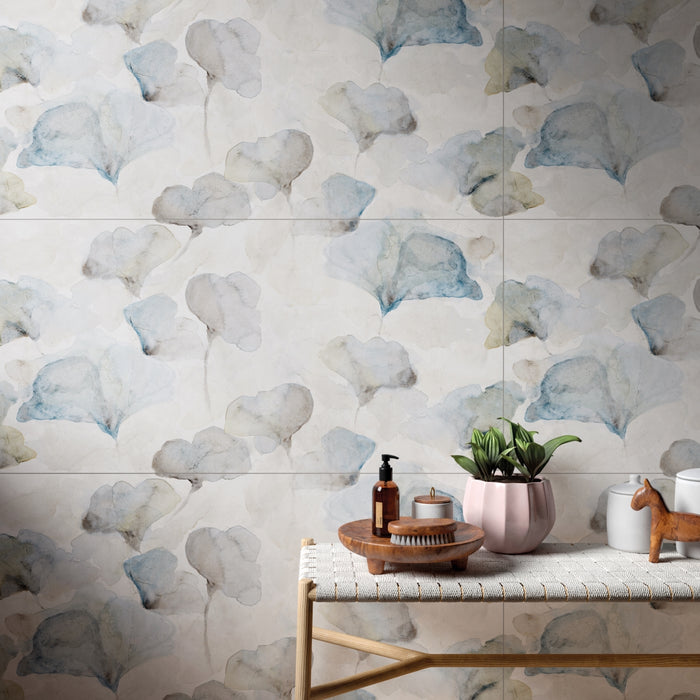 Emser Tile - Parati - 24 in. x 47 in. Deco Porcelain Wall Tile - Petal Installed 3