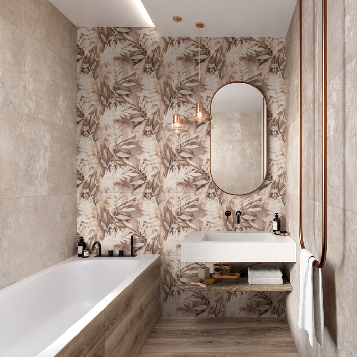 Emser Tile - Piante - 23 in. x 47 in. Porcelain Wall Tile - Desert Installed