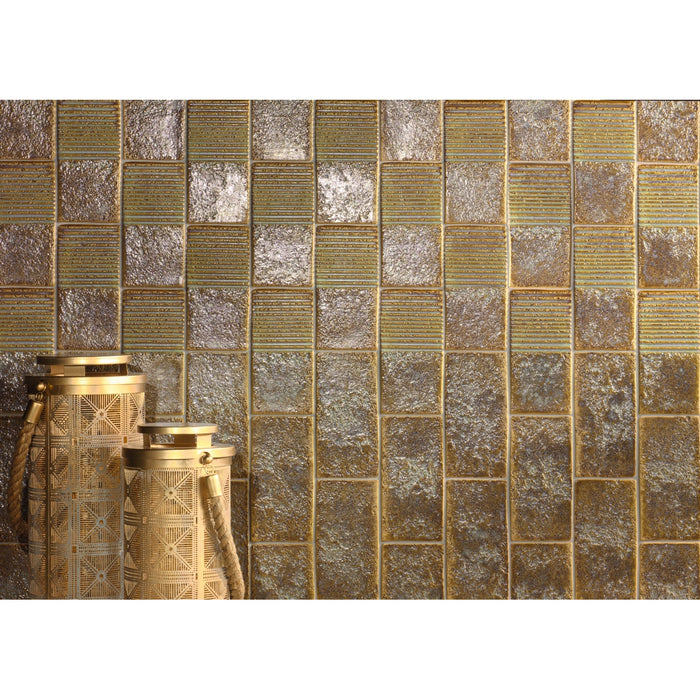 Emser Tile - Texturo - 4 in. x 8 in. Porcelain Wall Tile - Ochre Installed
