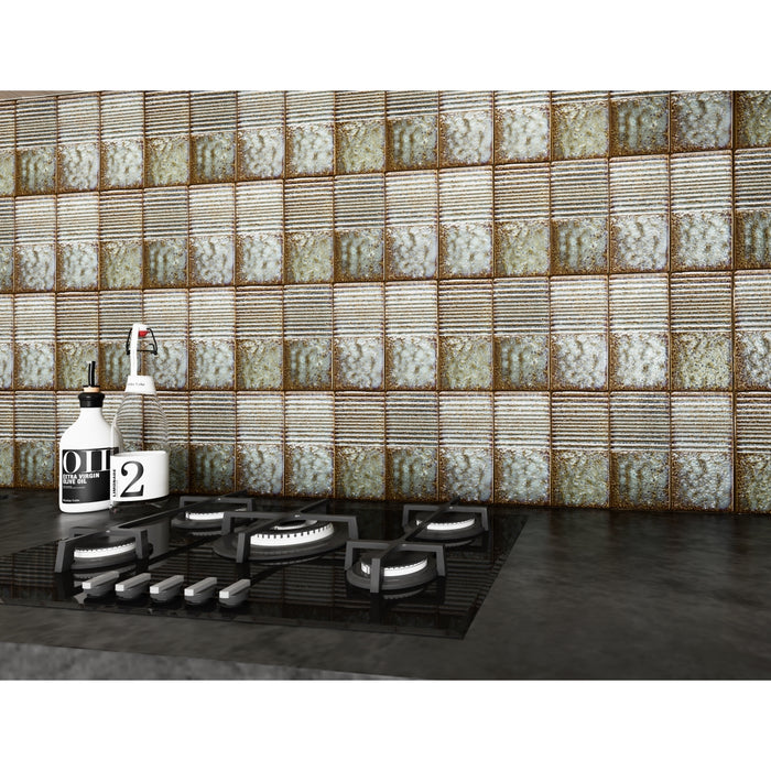 Emser Tile - Texturo - 4 in. x 8 in. Rift Porcelain Wall Tile - Cobalt Installed