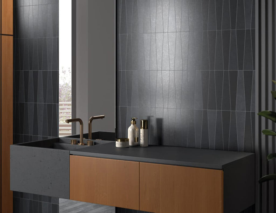 MTD - Bamboo Collection - 2.5 in. x 9 in. Porcelain Tile - Antracita Installed