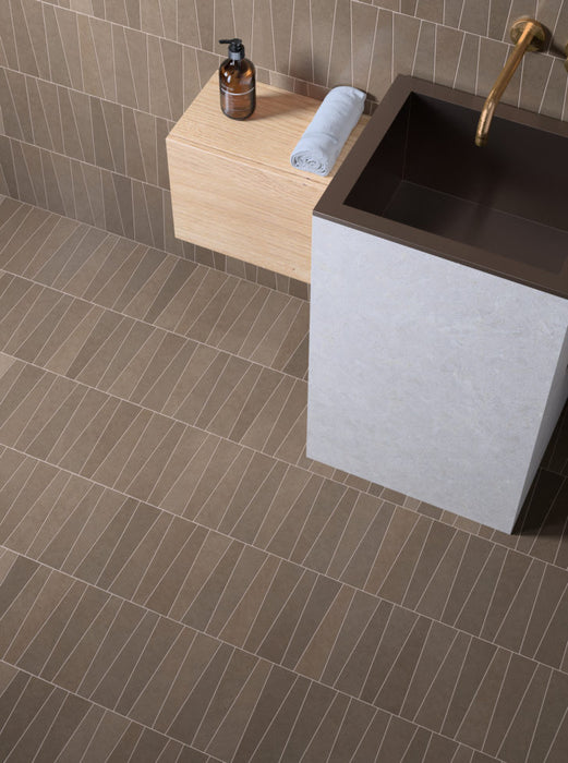 MTD - Bamboo Collection - 2.5 in. x 9 in. Porcelain Tile - Chocolate Installed 2