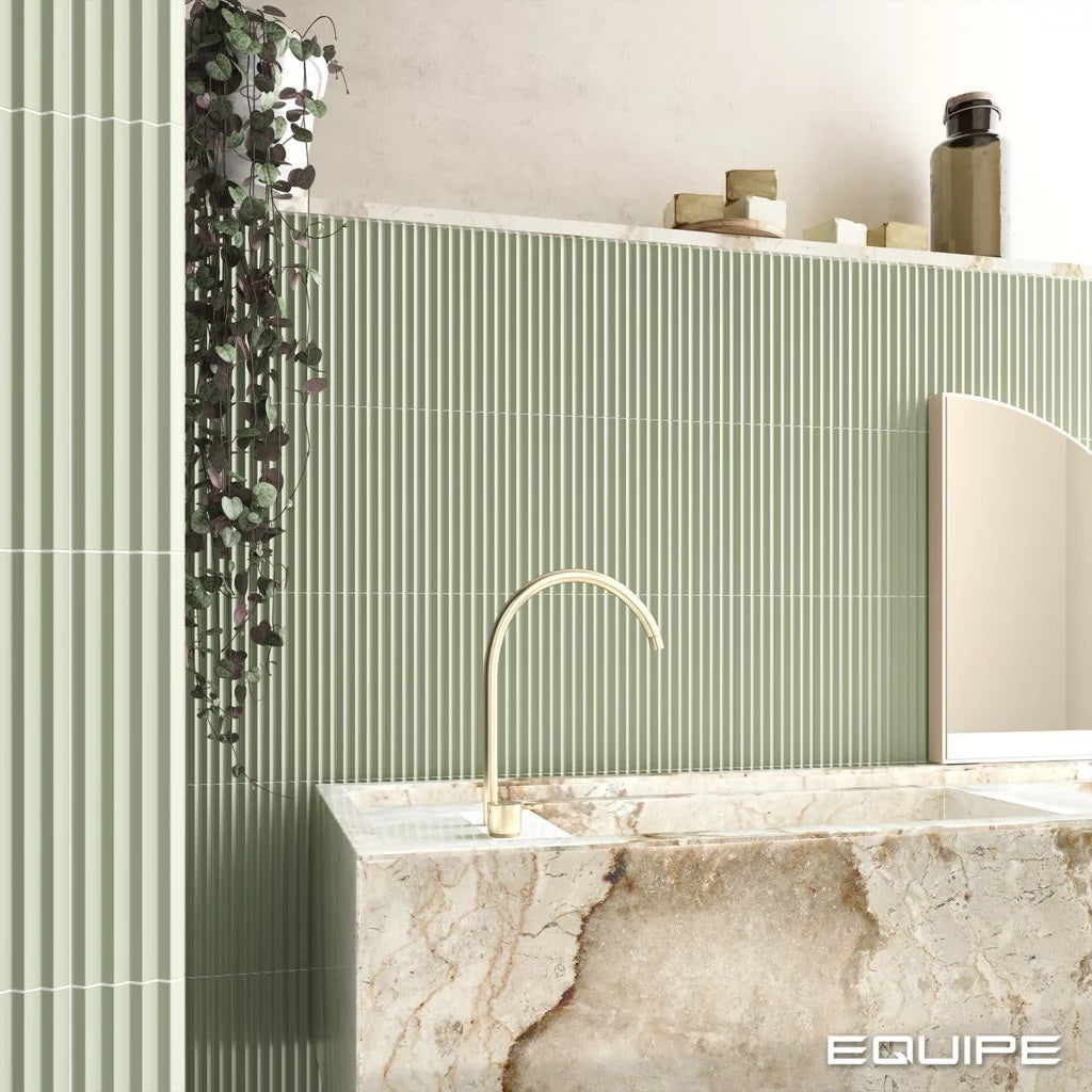 Equipe - Costa Nova Praia 2&quot; x 8&quot; Ceramic Tile - Tansy Green Wall Install