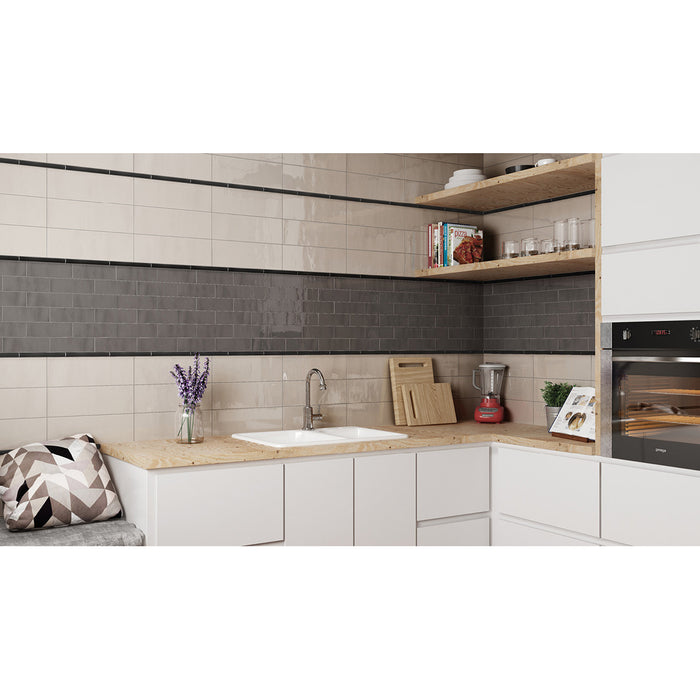 Equipe - Country Collection - 2.5" x 8" Wall Tile - Gris Claro Installed