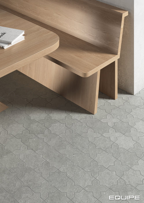 Equipe - Elda Star and Cross Collection - 5 in. x 5 in. Porcelain Tile - Graphite Cross Installed 2