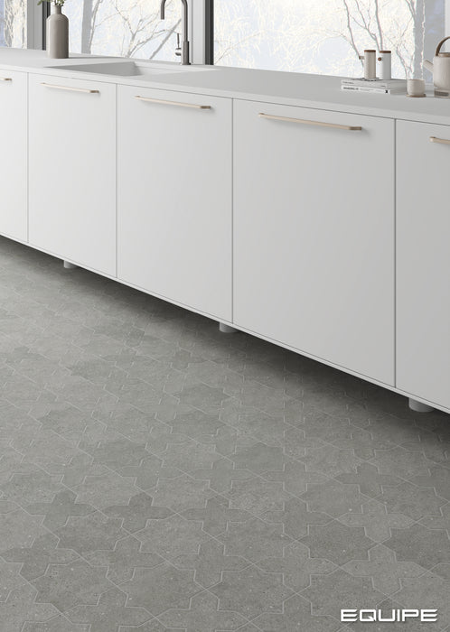 Equipe - Elda Star and Cross Collection - 5 in. x 5 in. Porcelain Tile - Graphite Cross Installed 3