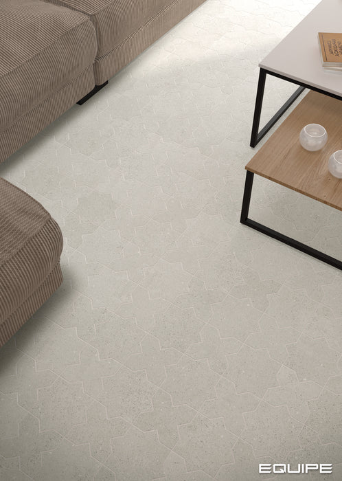 Equipe - Elda Star and Cross Collection - 6.5 in. x 6.5 in. Porcelain Tile - White Star Installed 2