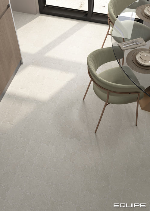 Equipe - Elda Star and Cross Collection - 6.5 in. x 6.5 in. Porcelain Tile - White Star Installed 3