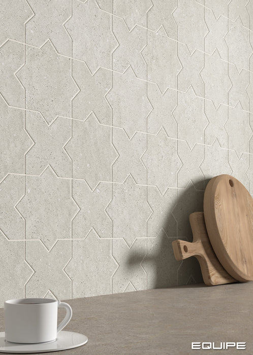 Equipe - Elda Star and Cross Collection - 6.5 in. x 6.5 in. Porcelain Tile - White Star Installed 4