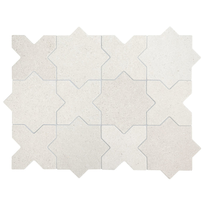 Equipe - Elda Star and Cross Collection - 6.5 in. x 6.5 in. Porcelain Tile - White Star